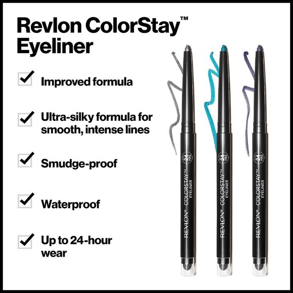 2 Pack Waterproof Balck ColorStay Pencil Eyeliner with Built-in Sharpener - Picture 3 of 8